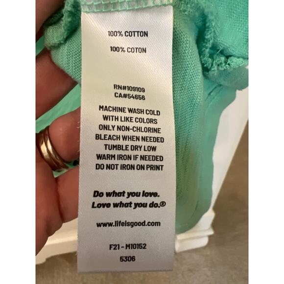 Life is Good Men's Slub Short Sleeve Crew Neck Green Graphic T-Shirt Men's Large - Picture 4 of 4